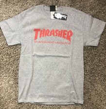 Thrasher Magazine SKATE MAG LOGO Skateboard T Shirt Gray Medium
