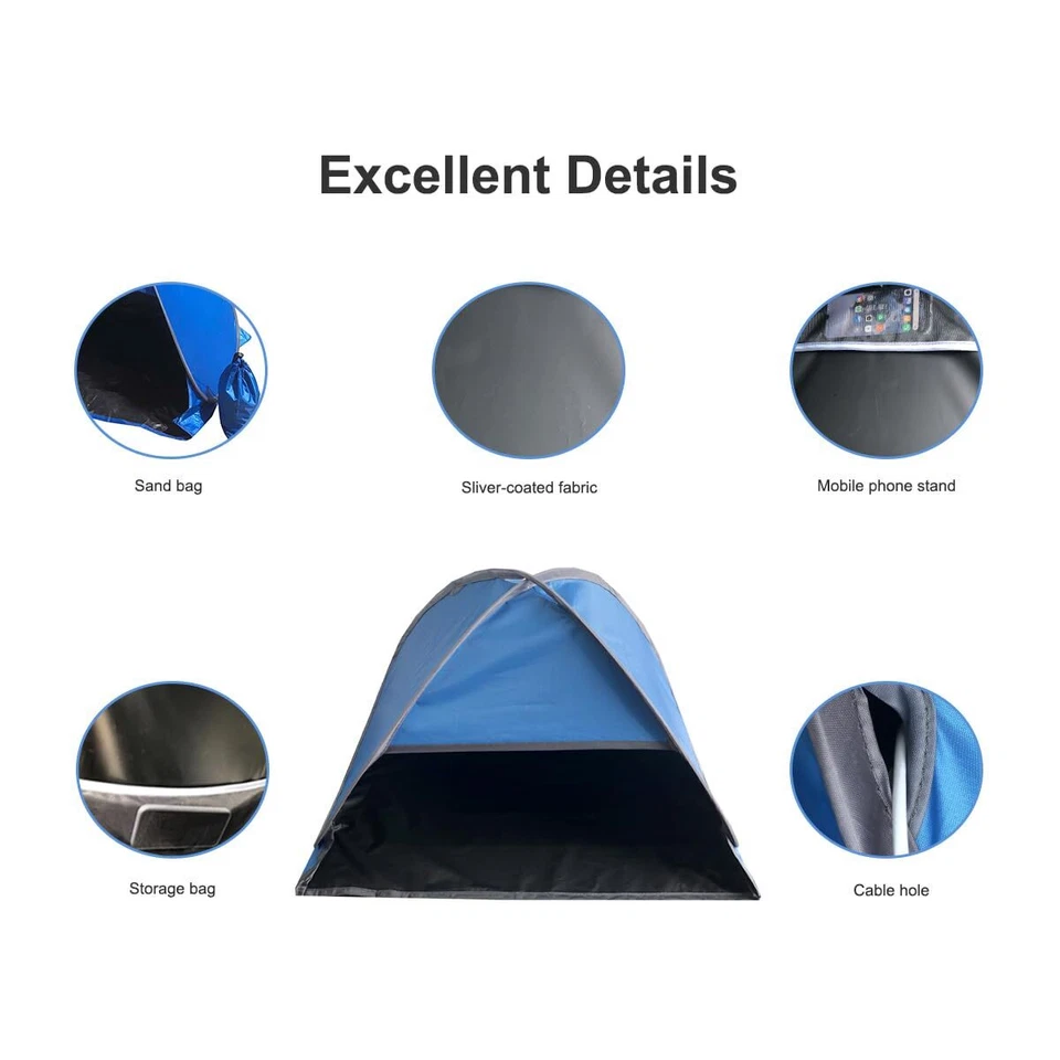 Mini tienda de campaña para acampar senderismo picnic toldo cabeza emergente playa sombrilla para mascotas Foto 3 de 4