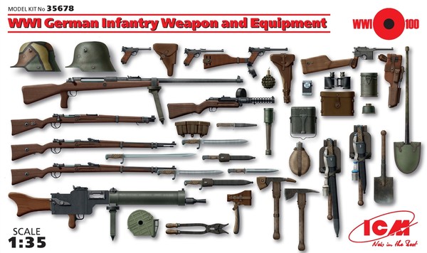 WWI Deutsches Infanteriewaffen Und AusrüStungs 1:35 Plastikmodellbausatz Icm-image