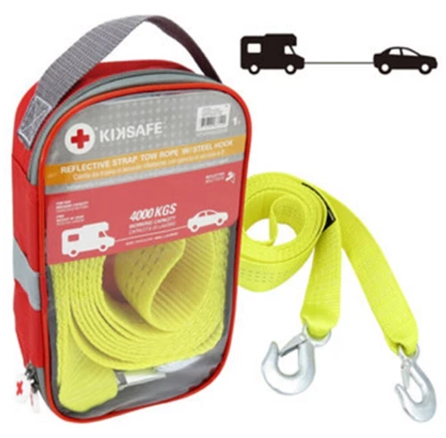 Cavo Cinghia Traino Riflettente con Ganci 4 m x 5 cm 4000 kg Corda Fune Kiksafe