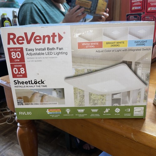 ReVent RVL80D 80CFM Easy Install Bathroom Exhaust Fan Adjustable LED