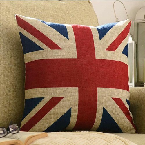 18x18Inch Union Jack Pillow Case Square Linen UK Flag Cushion Cover