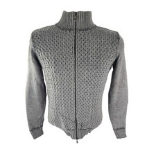 Prada Women's 100 Wool Full Zip Sweater Gray 44 M