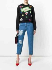 Love Moschino Heart Patch High Rise Straight Jeans 26 Blue Sold Out 