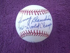 JOHNNY BLANCHARD-PEPITONE-BOYER-GAMBLE-RIVERS-TRESH-WHITE SIGNED BASEBALL JSA