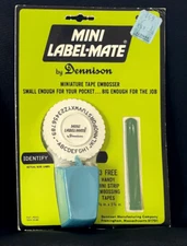 Vintage SEALED Dennison MINI LABEL-MATE MINIATURE TAPE EMBOSSER (TEAL/BLUE)