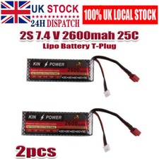 2x 7.4V 2600mAh LiPo Battery Deans 25C T Plug for WLtoys 4WD 1/14 144001 Rc Cars