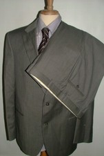 MENS JACK VICTOR COLLECTION SUIT SIZE 46 L 37 X 29 100 WOOL GRAY STRIPED 455
