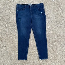 Wit Wisdom Ab"solution Skinny Jeans Women's 16 Blue Distressed Ankle Raw Hem