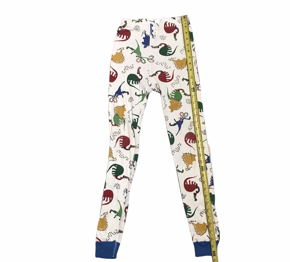 Juego de pijamas Hanna Andersson niños talla 10 vacaciones de Navidad dinosaurios Long Johns Foto 4 de 4