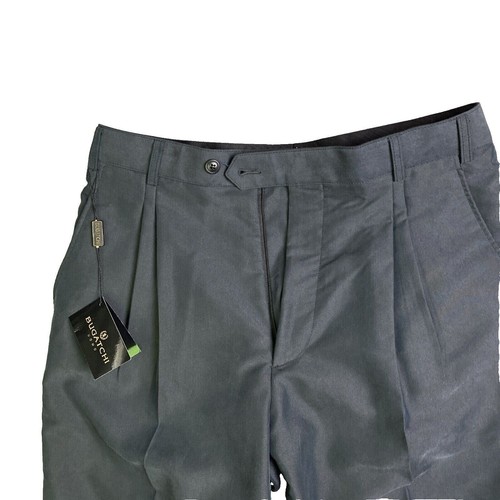 NWT BUGATCHI Soft Touch UNHEMMED Men's Dress Pants 32 Black Grey Office Wedding - Picture 2 of 18