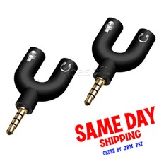 2x U Shape 3.5mm Y Headset Adapter Kit Jack Splitter for Audio Headphone And MIC