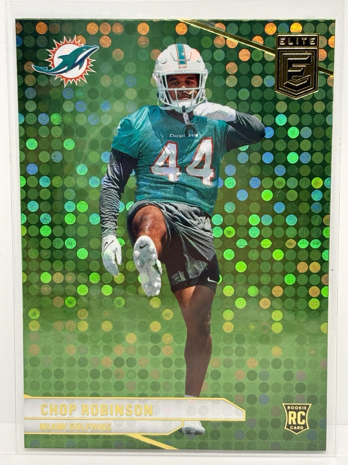 2024 Panini Donruss Elite Chop Robinson RC Green Disco #140 Dolphins Rookie