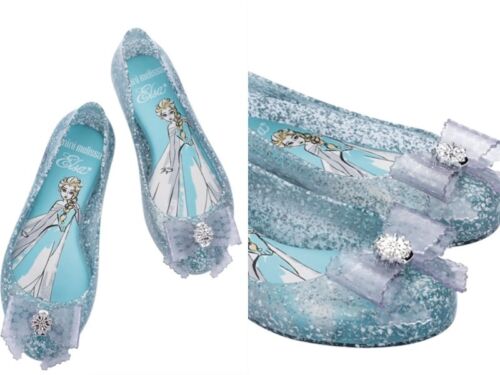 mini melissa Sweet Love Disney  Elsa FROZEN 2 glitter bow flat girl shoes Sz 2 - Afbeelding 1 van 11