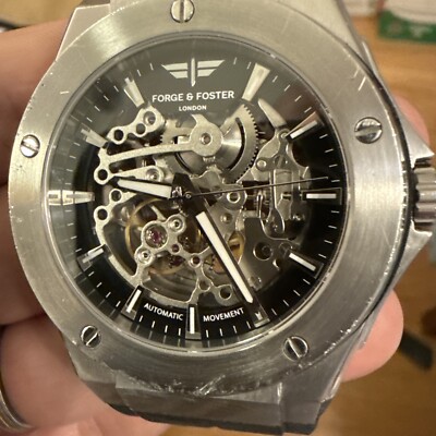 【新品未使用】Forge & Foster Ghost自動巻きスケルトン腕時計 Forge And Foster Automatic 44mm Skeleton Men's Watch Stainless