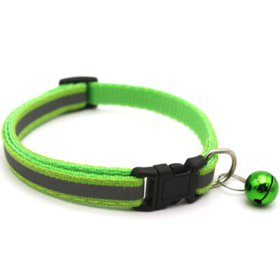 Adjustable Reflective Nylon Breakaway Cat Collar Bell For Cat Puppy Pet Collar