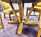 A BRANDT RANCH OAK WOOD LOW GAME OR BRUNCH TABLE + 4 SAGE VINYL CHAIRS GREAT — photo 2