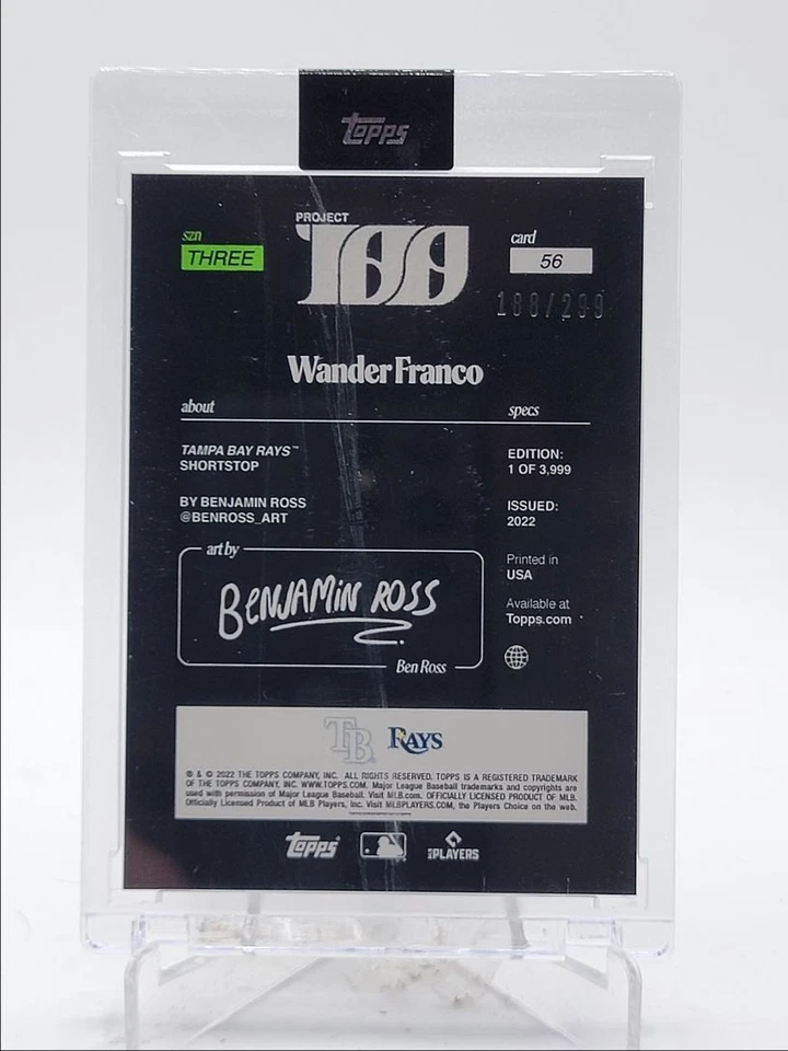 WANDER FRANCO 2022 TOPPS PROJECT 100 ROOKIE BY BENJAMIN ROSS #56 A /299 Q0895 - Image 2 of 2
