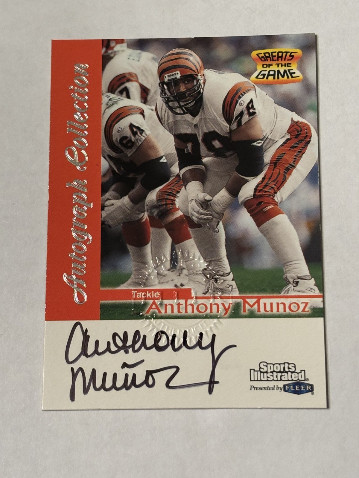ANTHONY MUNOZ FLEER SI GREATS OF GAME AUTOGRAPH AUTO USC TROJANS BENGALS HOF