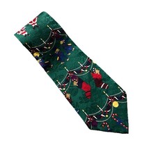 Christmas Tie Bears Santa Nutcracker Presents Holiday Green Silk Men  s Necktie