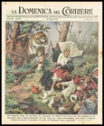 1947 Domenica del Corriere Tiger Attack Nun Miracle Illustrated Front Cover