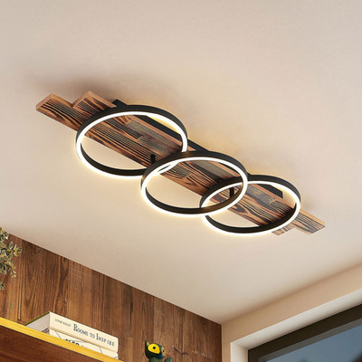 Lindby Deckenleuchte Deckenlampe LED Sentoa Holz Wohnzimmer Esszimmer dimmbar502