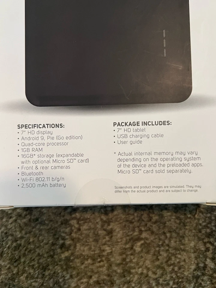 Tablet Smartab 7.0 HD Google Play Android 9 Edición Pie Go 16 GB NOS En Caja Foto 3 de 4