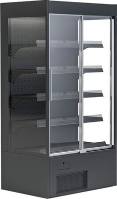 KBS Wandkühlregal mit Glasschiebetüren 1070x720x2000 mm Black Line 230 Volt
