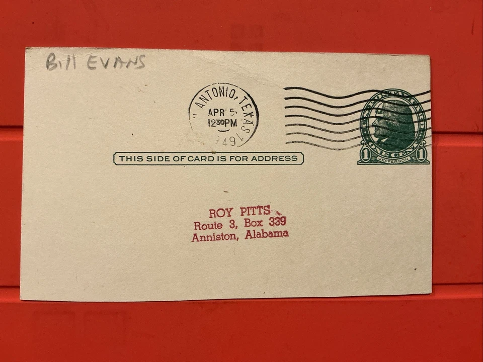 Bill Evans🔥🔥MLB Debut: 1949 Chicago White Sox 🔥🔥Autograph  Postcard 🔥🔥 - Image 2 of 2