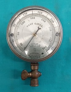 Antique American Steam Test Gauge American Bourdon Gauge Steam 1903 / Nickel