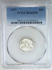 1937 Mercury Dime PCGS MS65FB Full Bands Frosty White PQ Just Graded #Y300Z