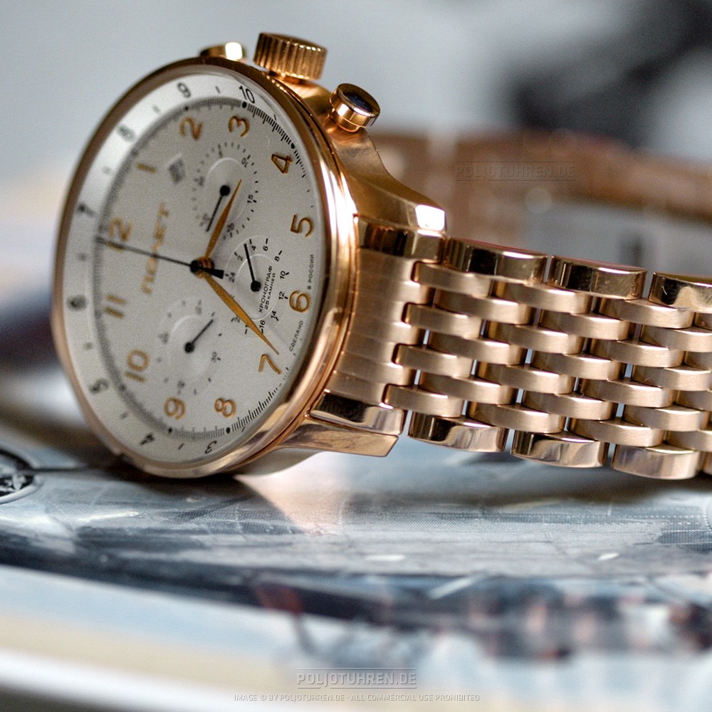 POLJOT Journey 31681 Rotgold Chronograph russische Uhr 24 Std