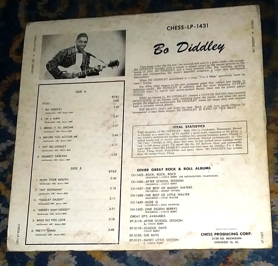 BO DIDDLEY / BO DIDDLEY CHESS 1958 MONO LP 1431 plus BONUS! Indianapolis Press - Image 2 of 4