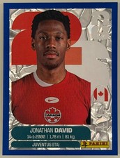 Jonathan David Panini FIFA World Cup 2026 Blue Crumple Parallels Sticker