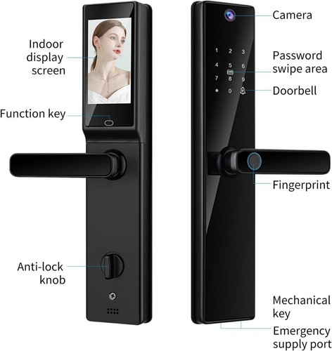 NEW S819-2MAX 4.5" Screen Bluetooth Keypad Smart Door Lock In Black -Z03 - Picture 6 of 9