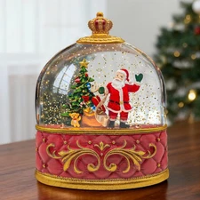 Musical Santa Snow Globe - Lighted Plastic Christmas Snow Globes with LED Lig...