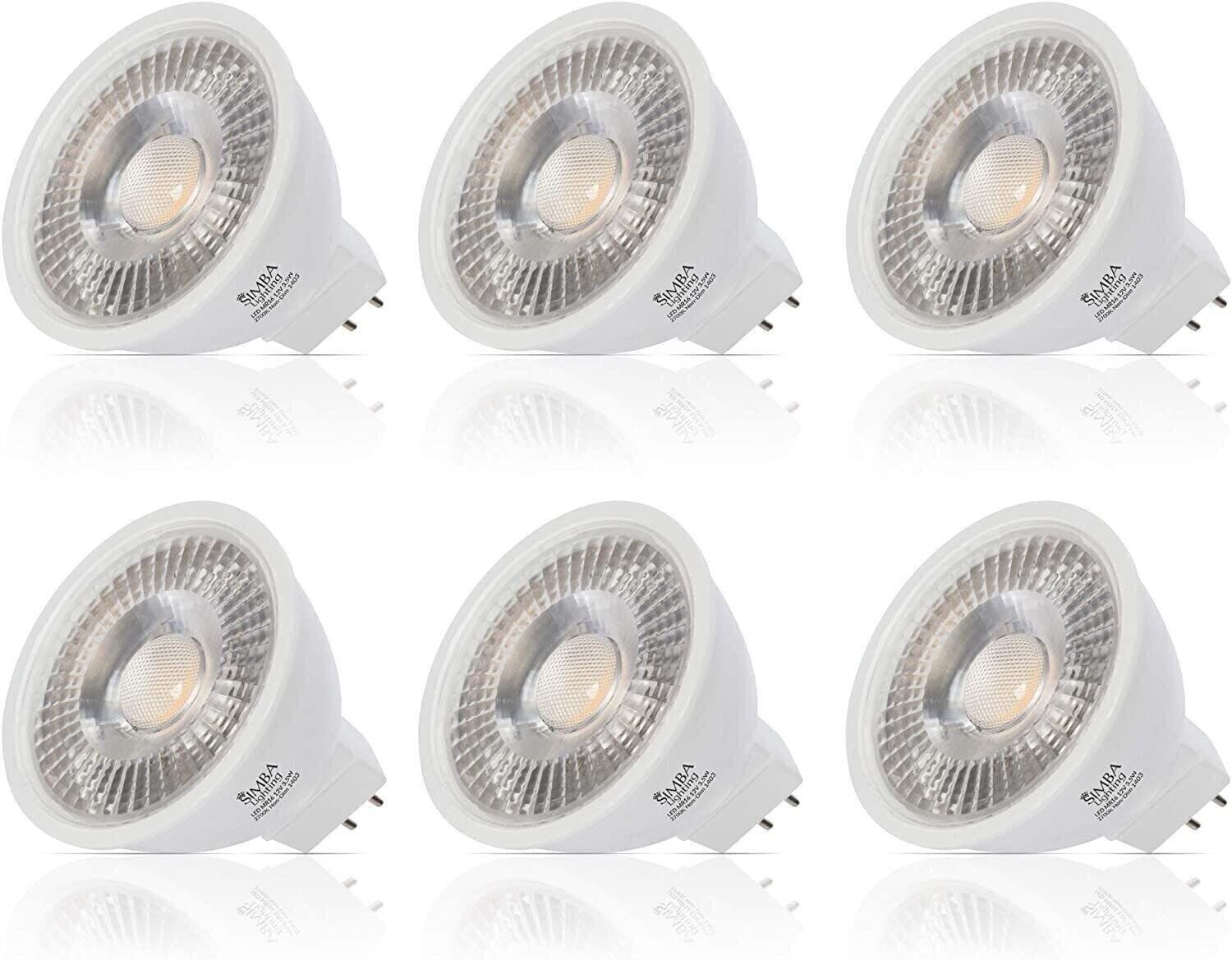 [6 Pack] LED MR16 3.5W 12V 20W Halogen Replacement Bulbs GU5.3 Bi-Pin 2700K