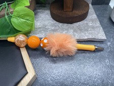 Handmade Bubblegum Bead Black Ink Pen Fluffy Office Mom Easter Gift B5504