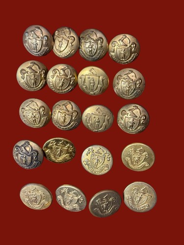 20 MASSACHUSETTS STATE & VOLUNTEER MILITIA UNIFORM BUTTONS 7/8" FREE SHIPPING
