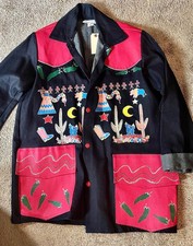 Large VINTAGE LAURA MABRY Handcrafted WESTERN JACKET Southwestern ART