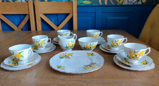 Vintage Royal Vale Daffodil Bone China Cup and Saucer Set x 21 pcs