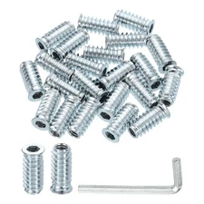 50 Pcs Threaded Insert for Wood, 1/4" - 20 Threaded Studs 25mm Length, Silver