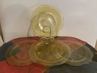 (4) Vintage Federal Patrician Spoke Plate Platter 10¾" Yellow Depression Glass