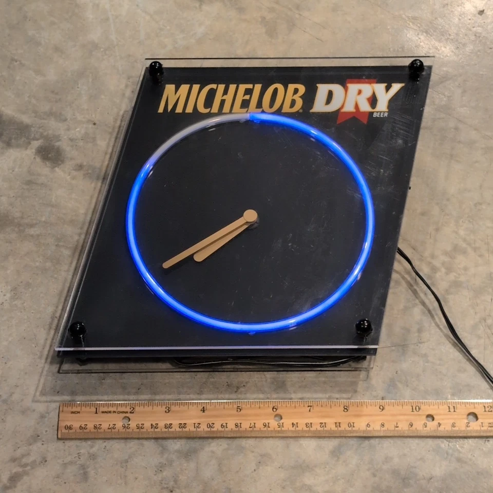 Reloj colgante de pared vintage 1991-92 Anheuser-Busch Michelob cerveza seca neón Foto 3 de 4