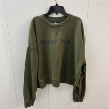 Women s Green Under Armour Project Rock Pullover Sweatshirt XL Legs Day Cropped