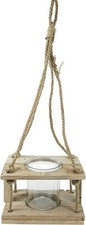 Countryfield Hangvase Ilonka L 28cm Glas & Holz Deko Hängend Indoor/Outdoor