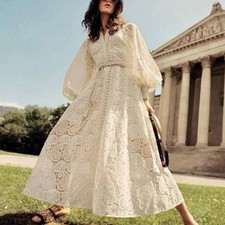Zimmermann Amari Lace Maxi Dress Size 0 Au 8 Us 4 High Neck Paisley Rare Belted