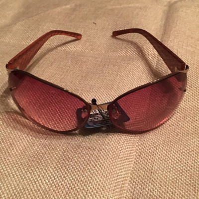 Mispecs Italy Design Red Oversized Sunglasses Gold Filigree Y2K Maroon 2000s Y2K Vintage Oversized Round Sunglasses. Women main image 3
