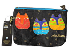 Laurel Burch Makeup Bag Purse Jewlery Tote Cats Cosmetic Zipper Handmade NWT