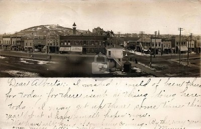1907 Iron Mountain MI Michigan Panoramic Downtown RPPC Photo Postcard COPY